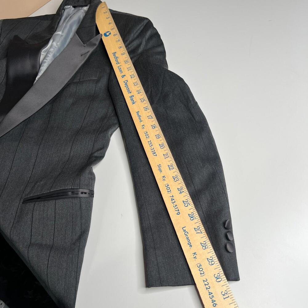 Rare Vintage Dior Monsieur Blazer 39L‎ Gray Pinstripe Wool Satin Lapel Boston - Picture 2 of 12